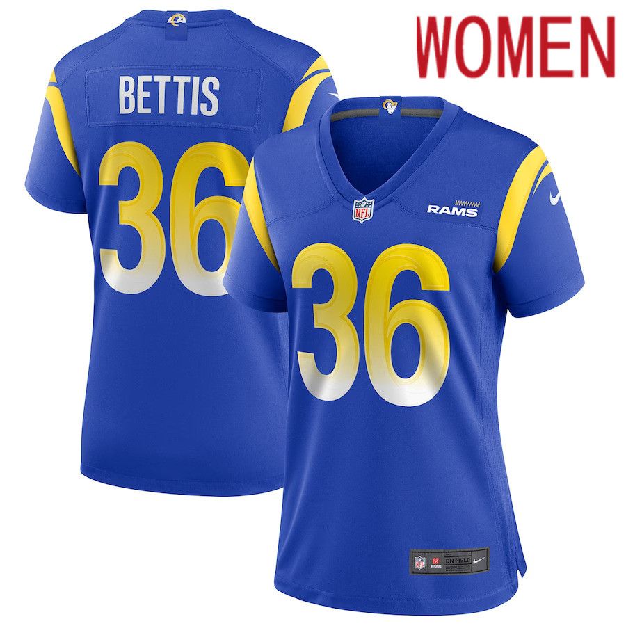 Women Los Angeles Rams #36 Jerome Bettis Nike Royal Game Retired Player NFL Jersey->women nfl jersey->Women Jersey